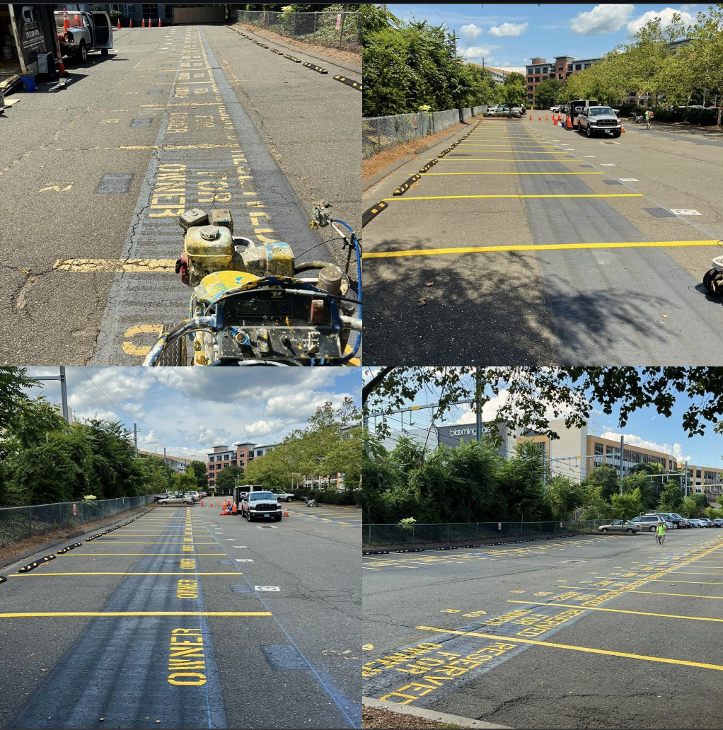 Fresh parking lot striping